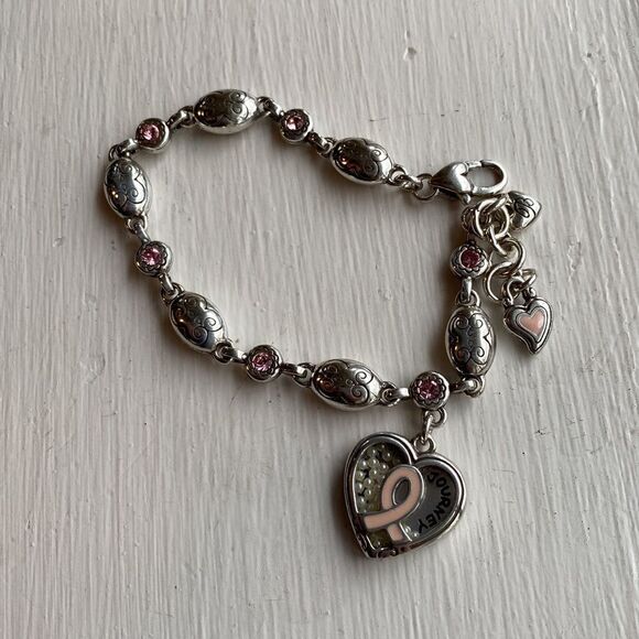 Brighton vintage Power of Pink Love heals 2015 breast cancer charm Bracelet - Picture 5 of 5